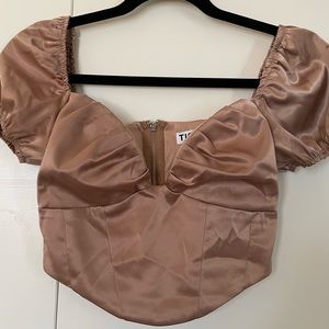 Gold Short Sleeve Corset Crop Top Size S